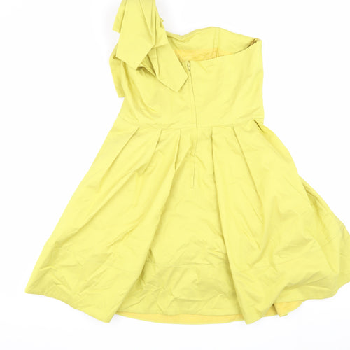 ASOS Women's Yellow A-Line One Shoulder Dress Size 10