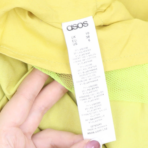 ASOS Women's Yellow A-Line One Shoulder Dress Size 10