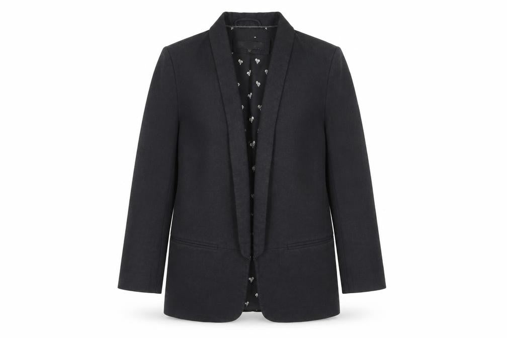 Front view of Next Women's Black Long Suit Jacket, size 10, Tall