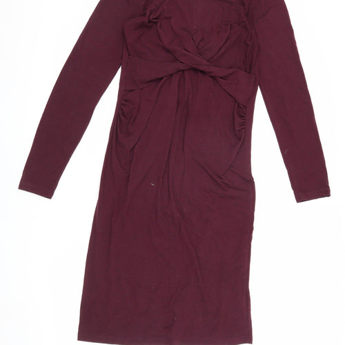 Mama Licious Women's Purple Maternity Dress V-Neck