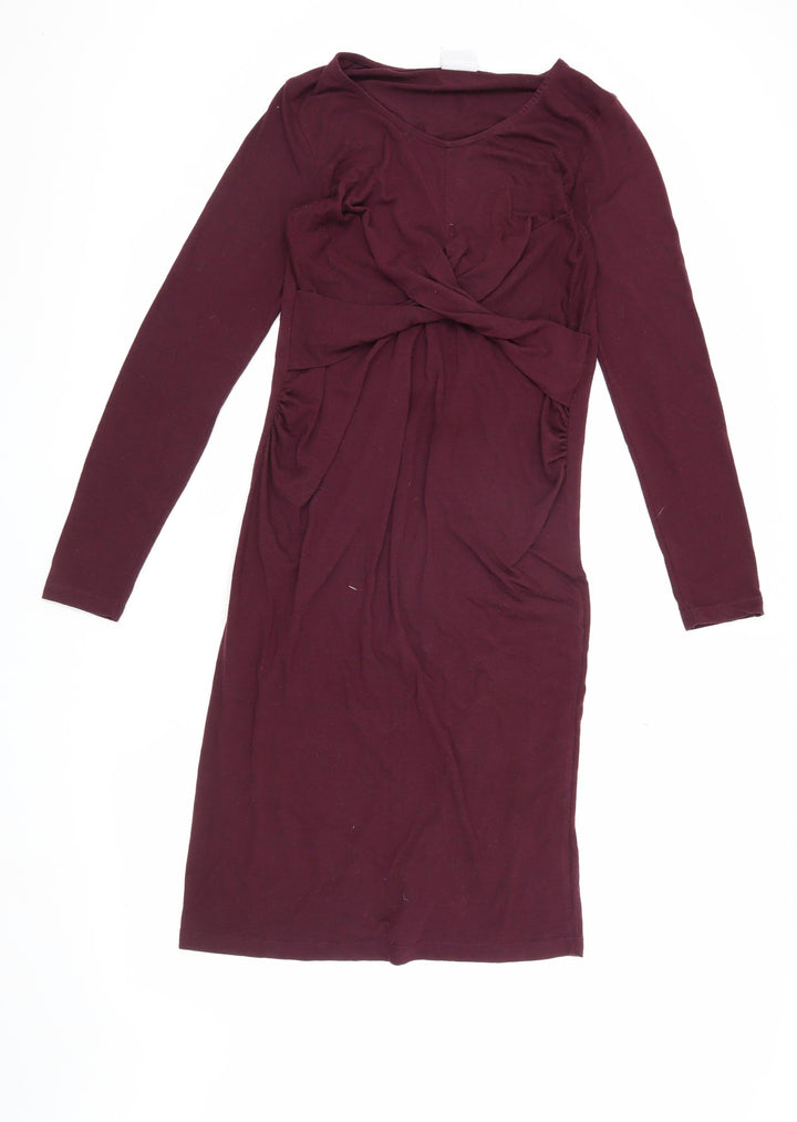 Mama Licious Women's Purple Maternity Dress V-Neck