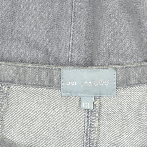 Per Una Women's Grey Denim Skirt Size 16 Casual