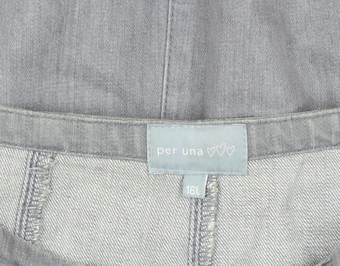 Per Una Women's Grey Denim Skirt Size 16 Casual