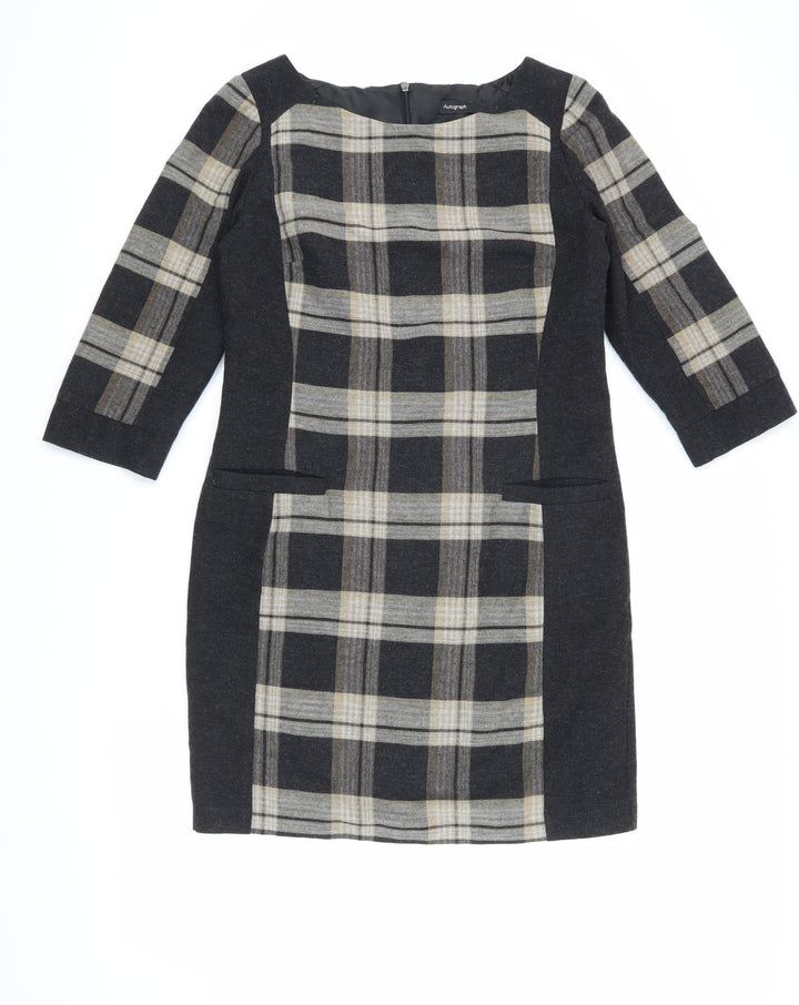 Autograph Women's 3/4 Sleeve Plaid Dress Size 12