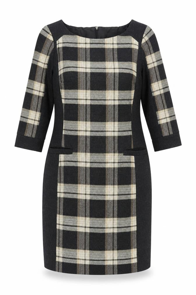 Front view of Autograph Women's 3/4 Sleeve Plaid Dress, size 12