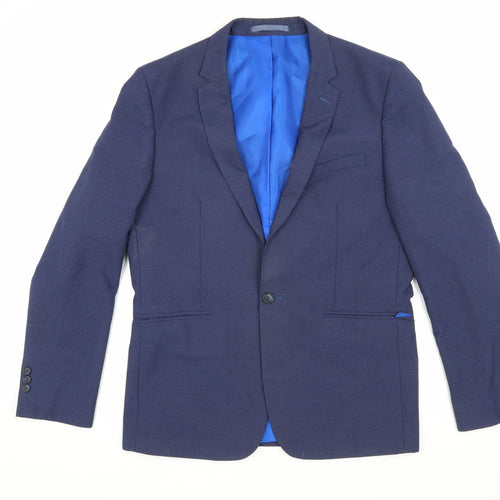 Marks and Spencer Men's Blue Check Blazer Size M