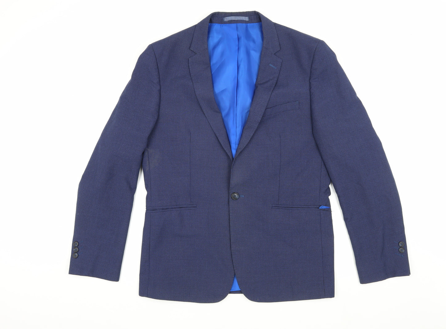 Marks and Spencer Men's Blue Check Blazer Size M