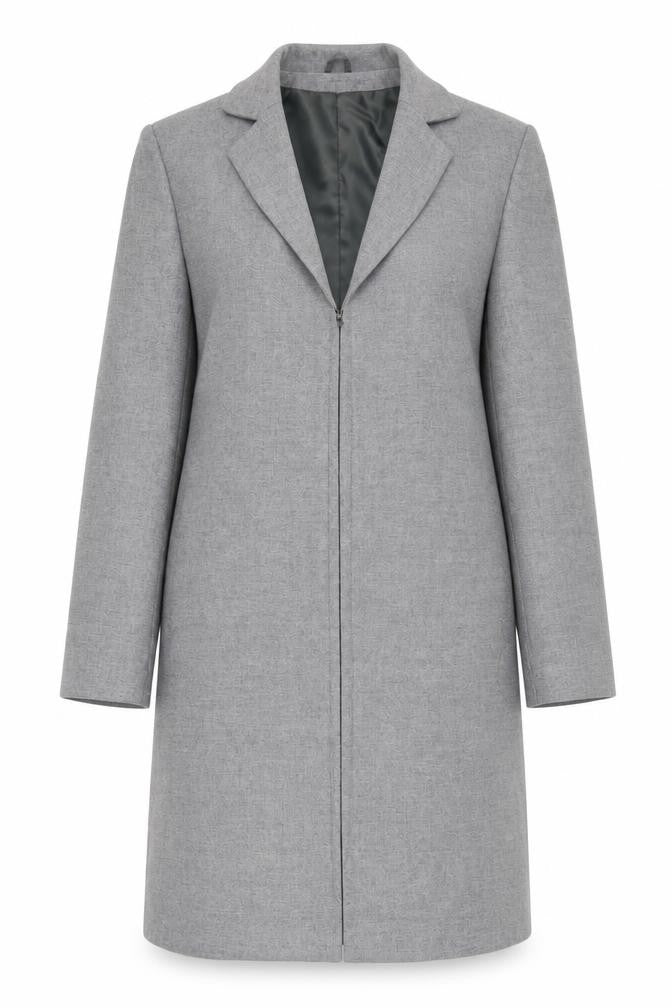 Front view of Hay Baker Women's Grey Wool Overcoat, size 10