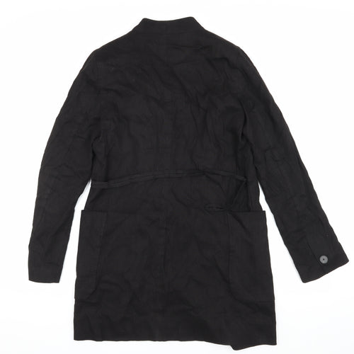 MNG Women's Black Linen Overcoat Size 10 Business Casual