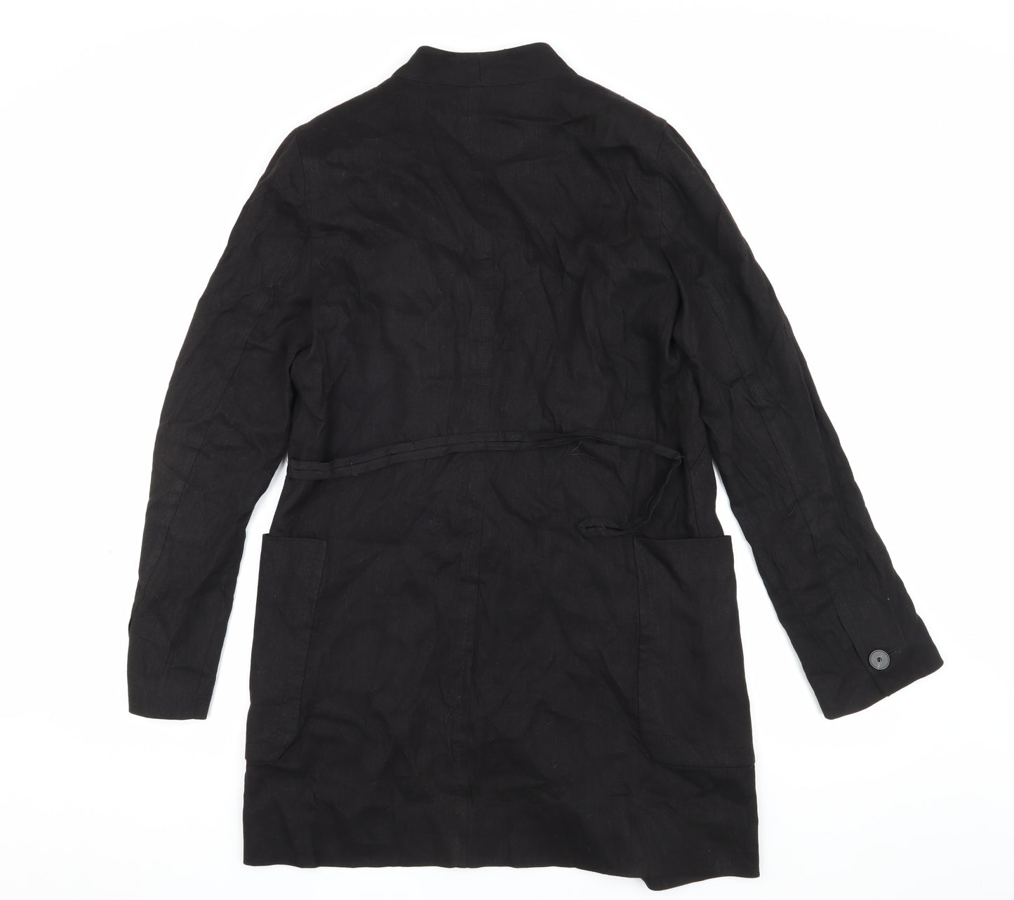MNG Women's Black Linen Overcoat Size 10 Business Casual
