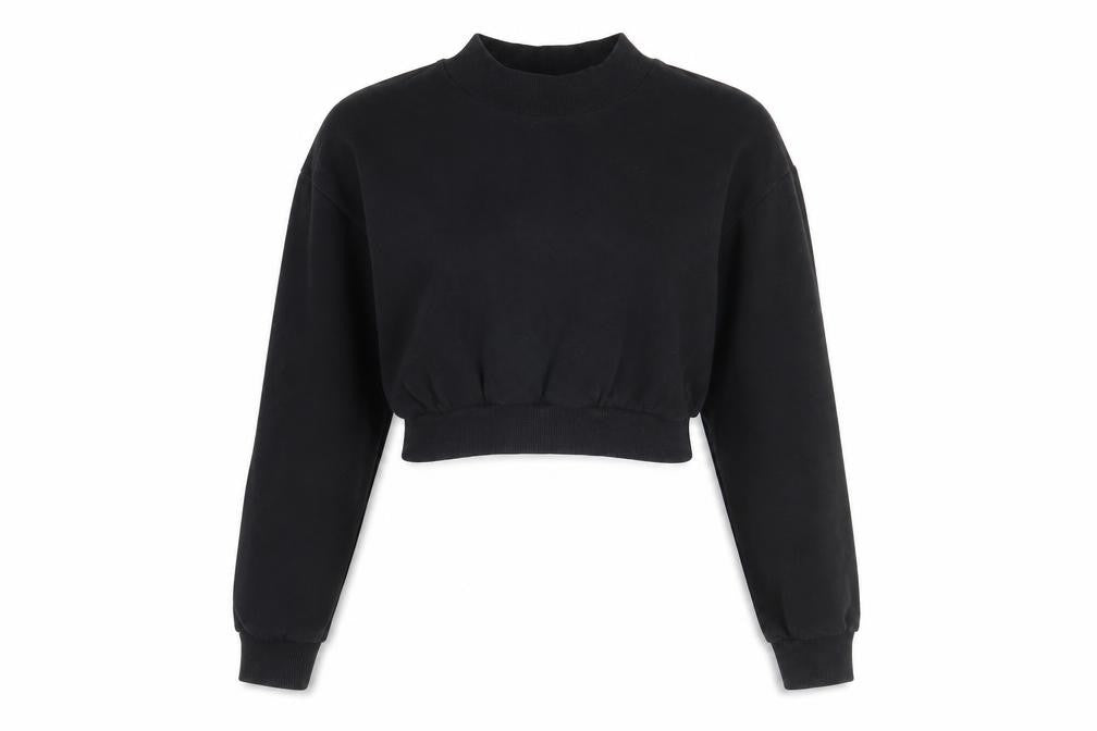 Front view of ASOS Women Black Cropped Sweatshirt UK, size 6