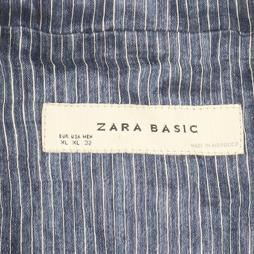 Zara Basic Women's Blue Pinstripe Blazer XL Business