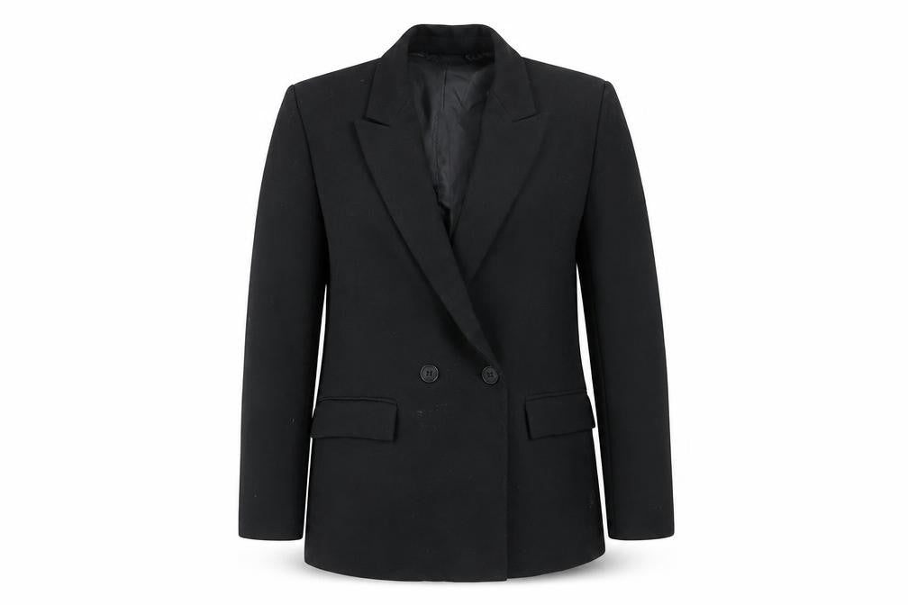 Front view of Zara Women's Black XS Blazer Double-Breasted Classic