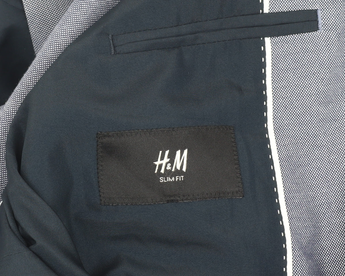 H&M Men's Blue Blazer Slim Fit Size 36R