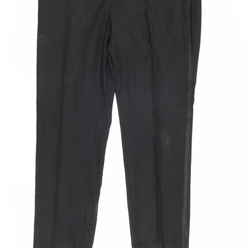 Marks and Spencer Men's Black Slim Fit Dress Pants