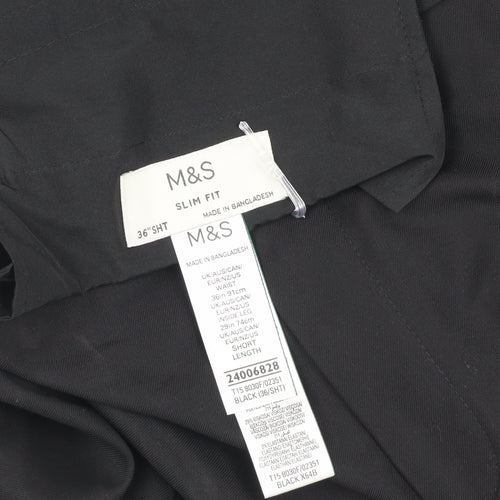Marks and Spencer Men's Black Slim Fit Dress Pants