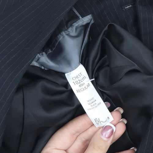 Jack Reid Men's Black Striped Blazer 40R