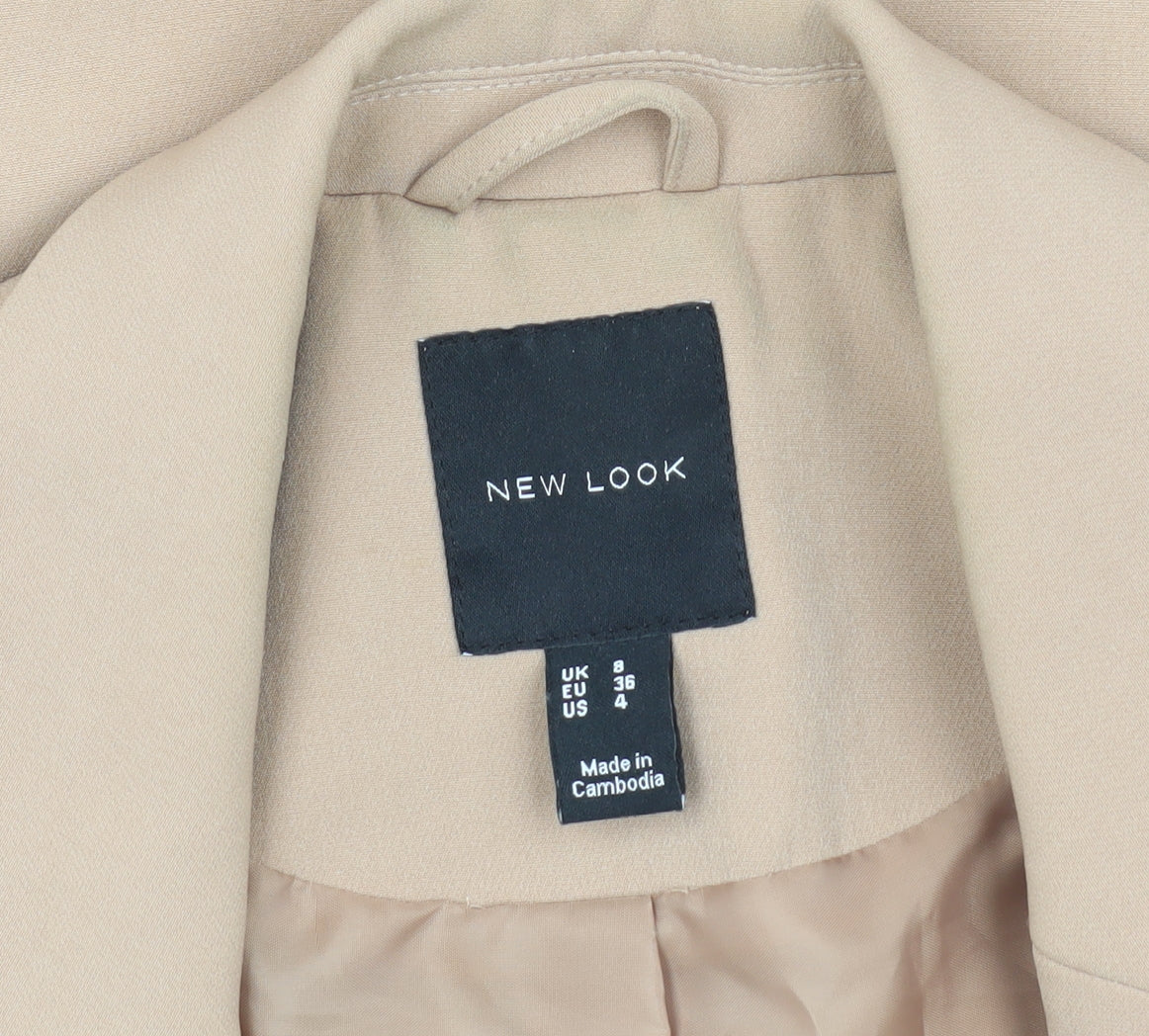 New Look Women Beige Blazer, Size 8, Lined, Regular Fit