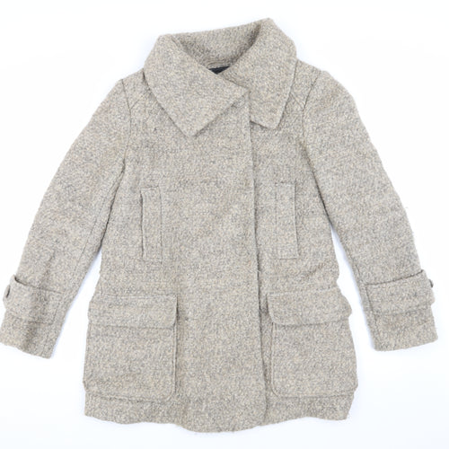Next Women's Beige Wool Pea Coat Size 10