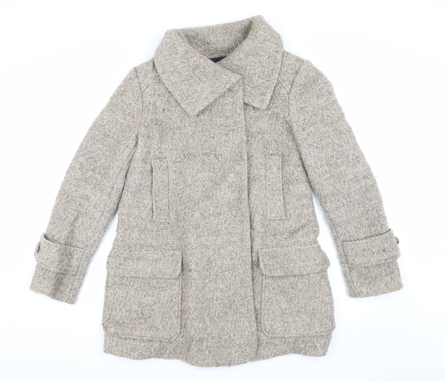 Next Women's Beige Wool Pea Coat Size 10