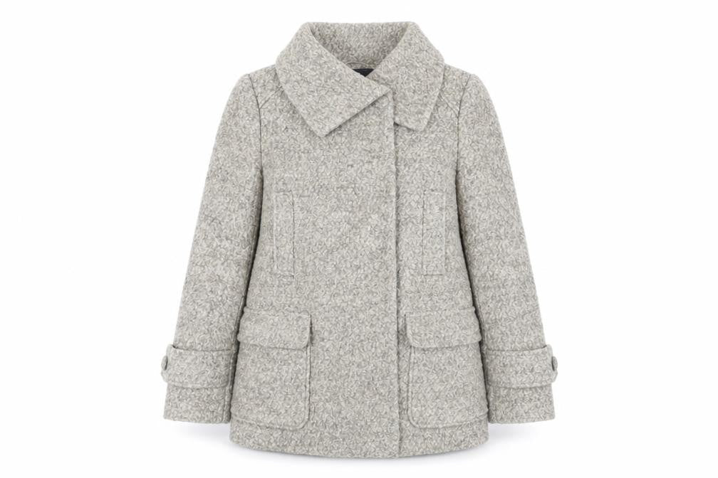 Front view of Next Women's Beige Wool Pea Coat, size 10