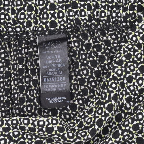 Marks and Spencer Women’s Black Geometric Trousers Size 18