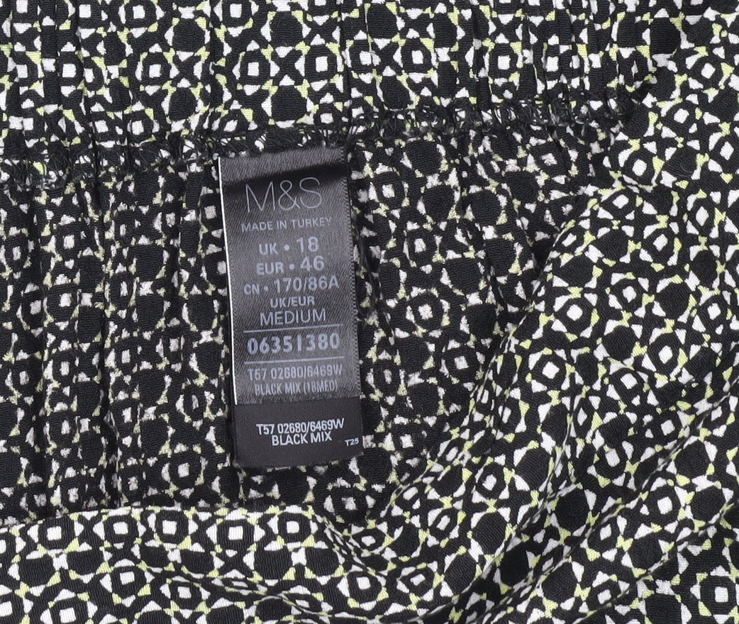 Marks and Spencer Women’s Black Geometric Trousers Size 18