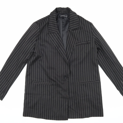 PrettyLittleThing Women's Black Pinstripe Blazer Size 6