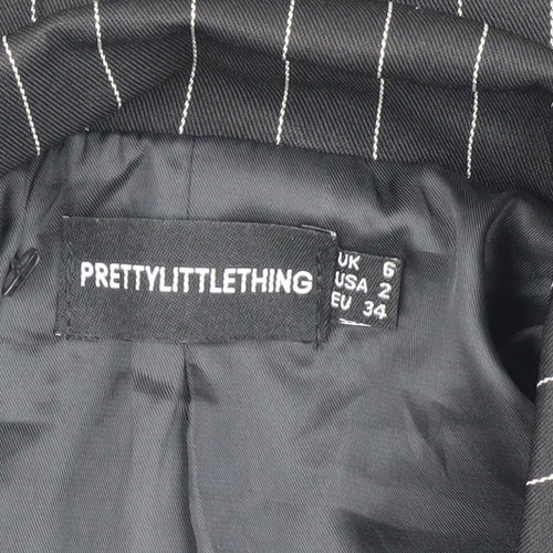 PrettyLittleThing Women's Black Pinstripe Blazer Size 6