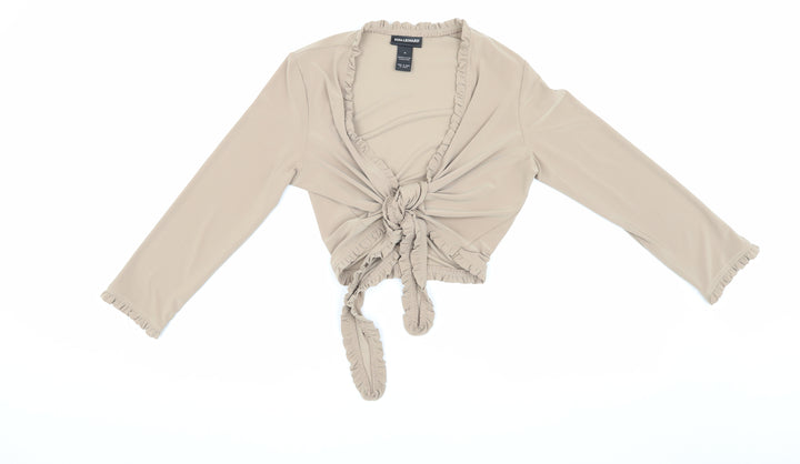 Nina Leonard Women's Beige Wrap Blouse, Size M
