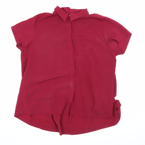 French Connection Women's Red Collared Blouse L