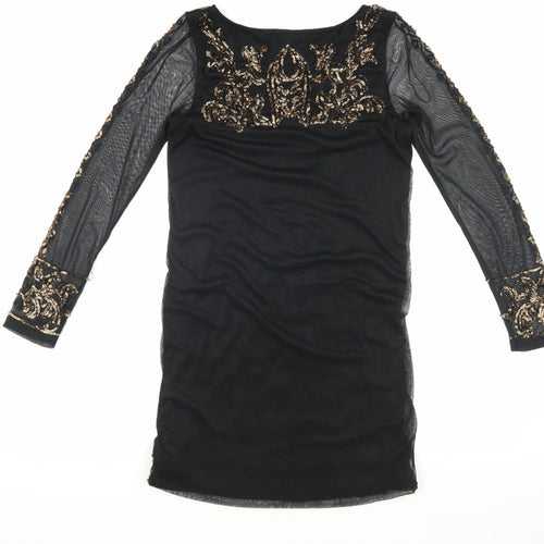 Marks and Spencer Black Sequin Bodycon Dress Size 10