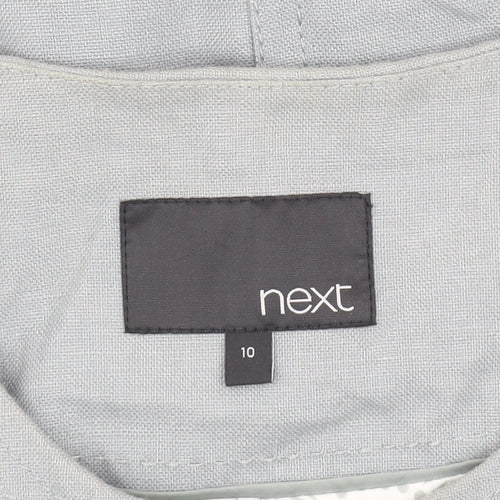 Next Women Grey Blazer Size 10 Linen Blend 3/4 Sleeve
