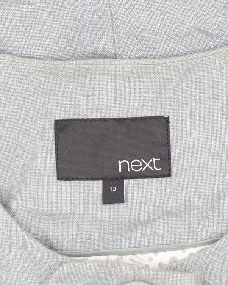 Next Women Grey Blazer Size 10 Linen Blend 3/4 Sleeve