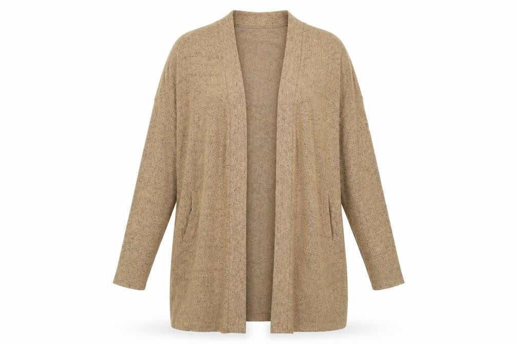 Front view of Soyaconcept Women's Beige Cardigan -, size M