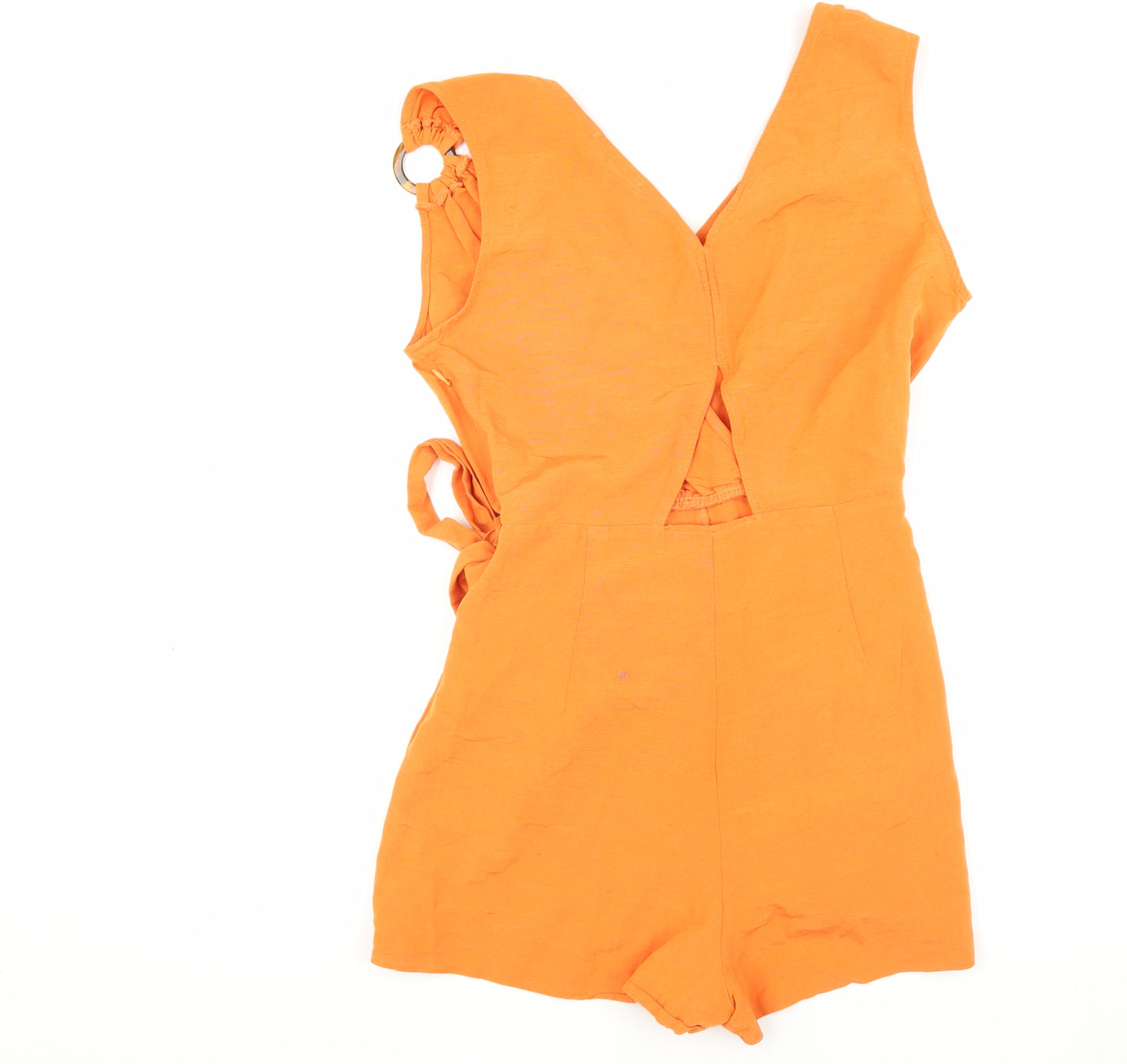 Zara Women's Orange V-Neck Wrap Playsuit, Size 10