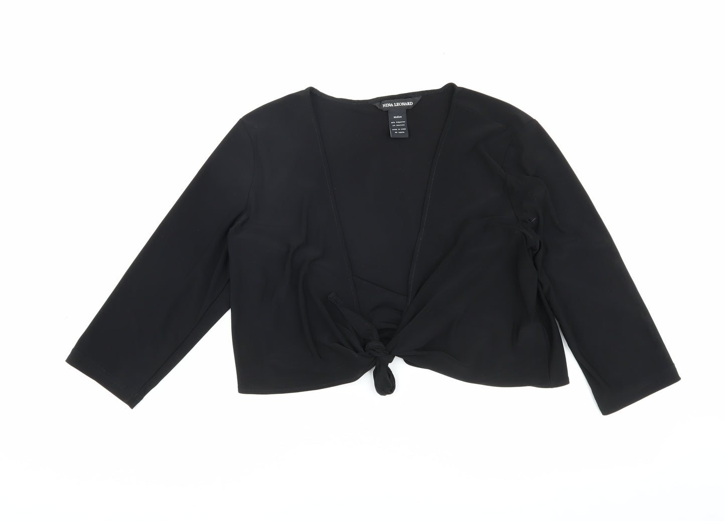 Nina Leonard Women's Black Cropped Top M