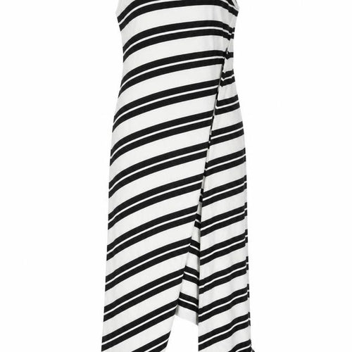 hush Women's Black White Striped Asymmetric Tank Dress