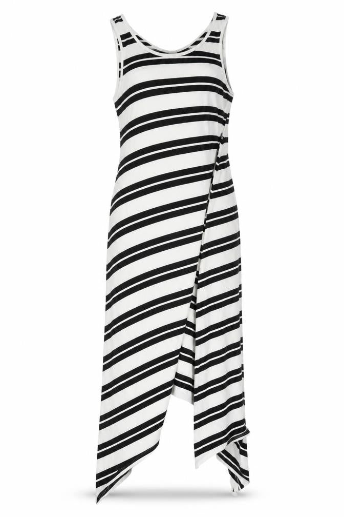 hush Women's Black White Striped Asymmetric Tank Dress