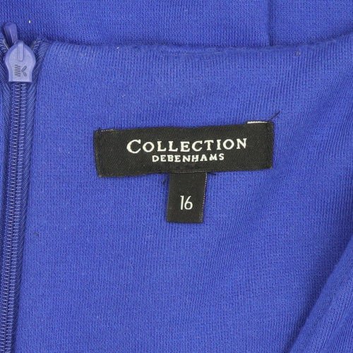 Debenhams Women Blue Square Neck Dress Size 16