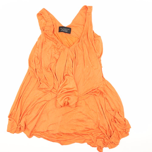 Zara Collection Women Orange M V-Neck Dress
