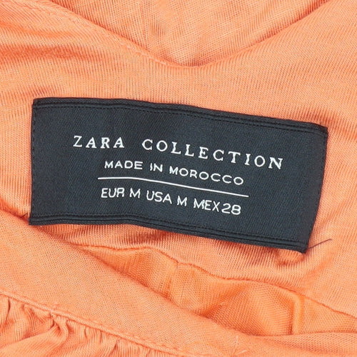 Zara Collection Women Orange M V-Neck Dress