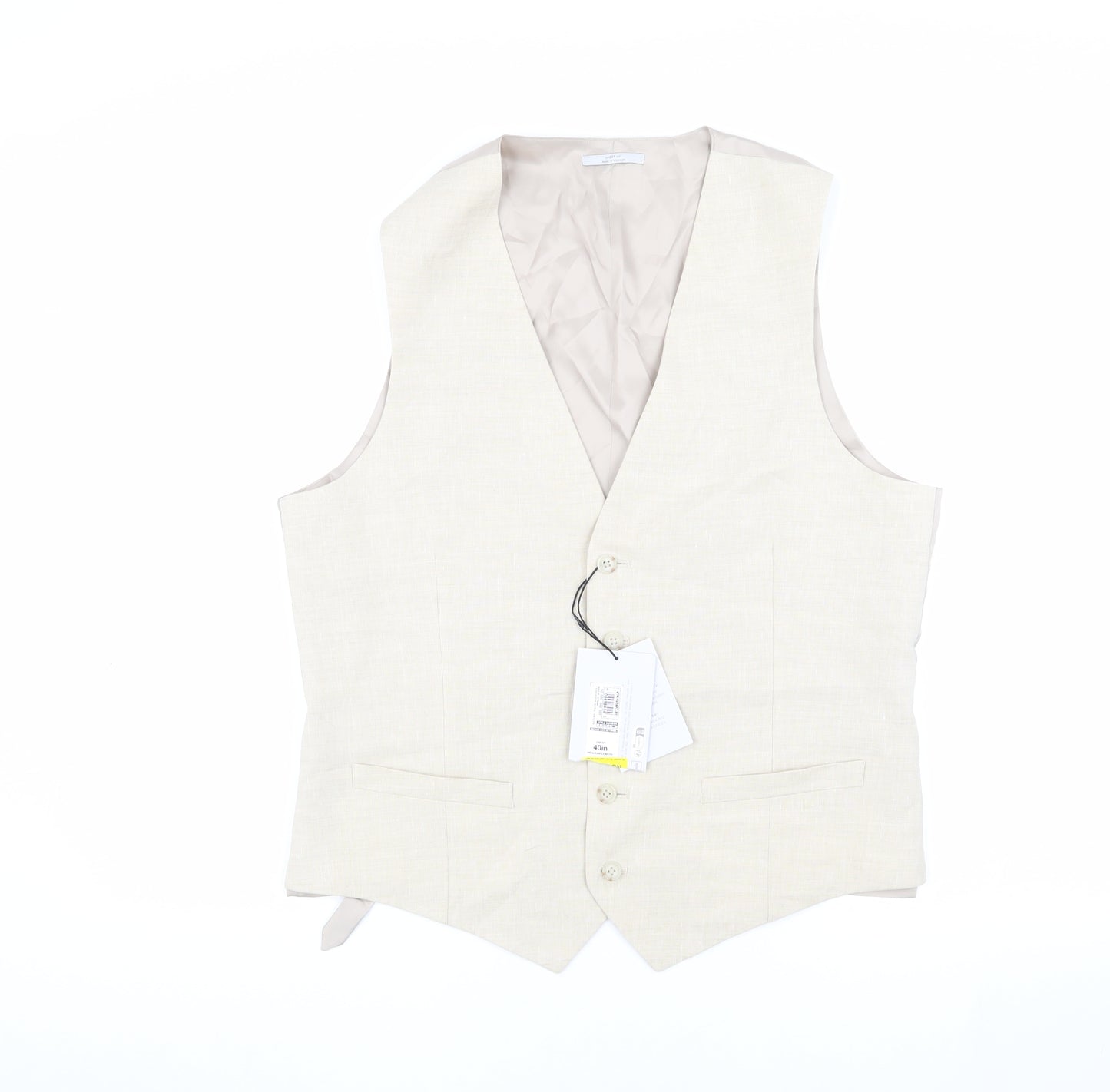 Marks and Spencer Men's Beige Linen Waistcoat, Size 40