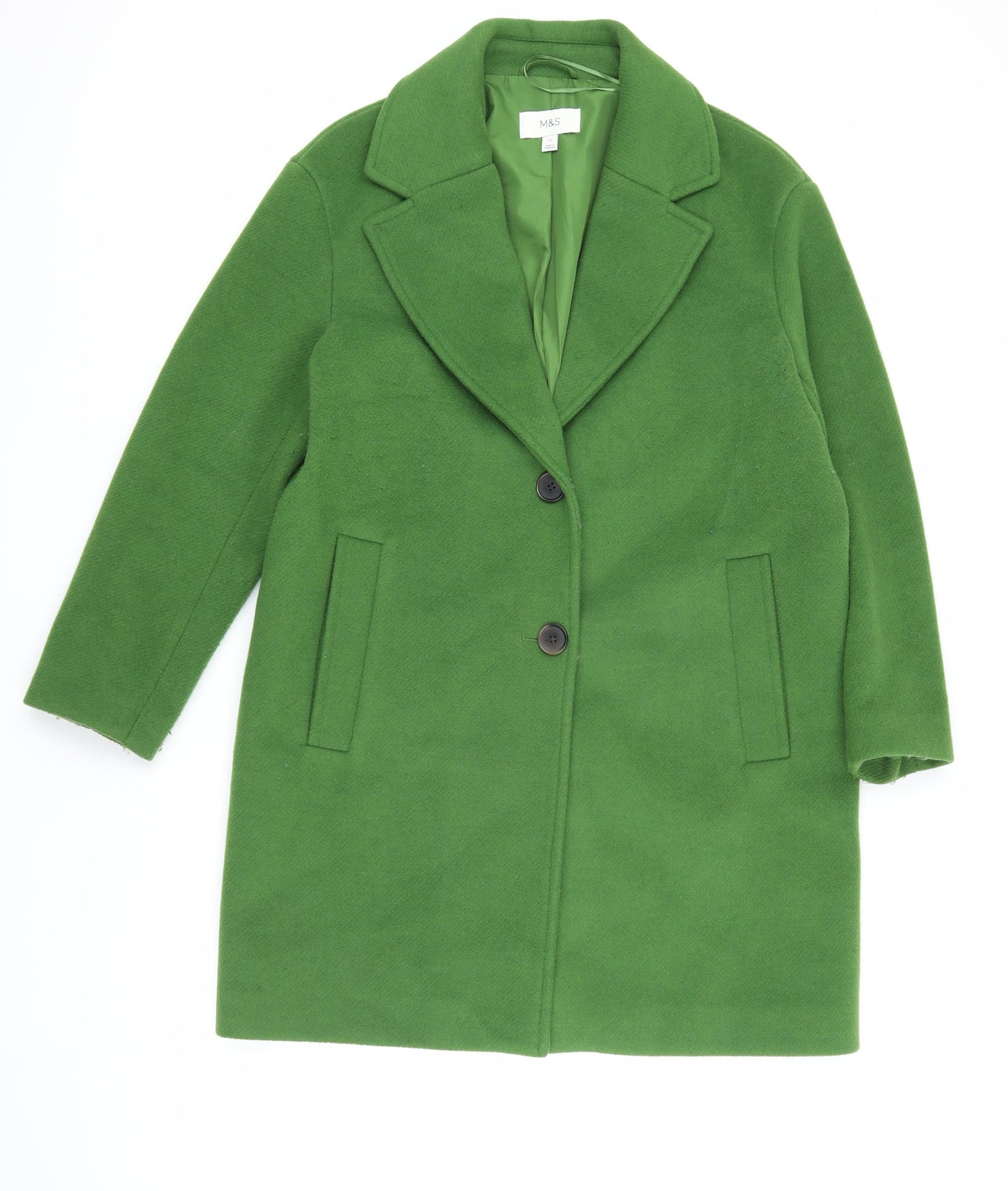 Marks and Spencer Women's Green Wool Overcoat Size 12