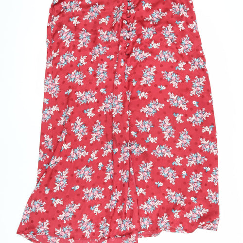 Red Herring Women's Red Floral Midi A-Line Skirt Size 16