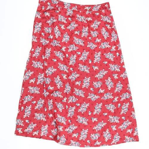 Red Herring Women's Red Floral Midi A-Line Skirt Size 16