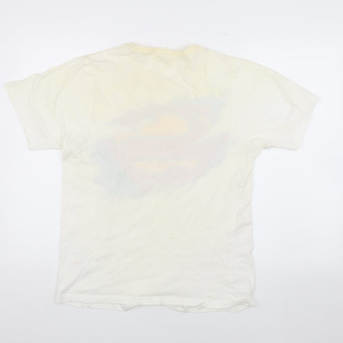 Superman Comic T-Shirt Men White S Crew Neck