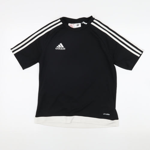 Adidas Boys Black Jersey T-Shirt 13-14Y Sports Activewear