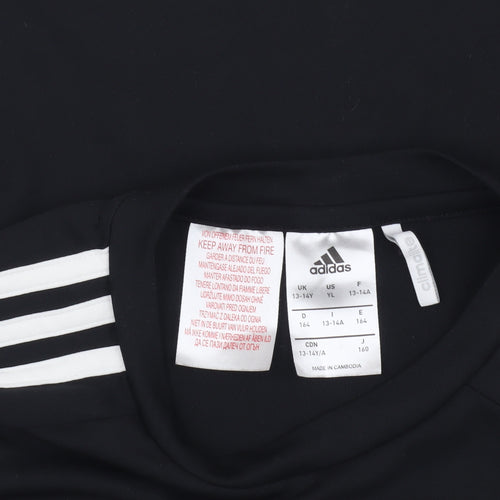 Adidas Boys Black Jersey T-Shirt 13-14Y Sports Activewear