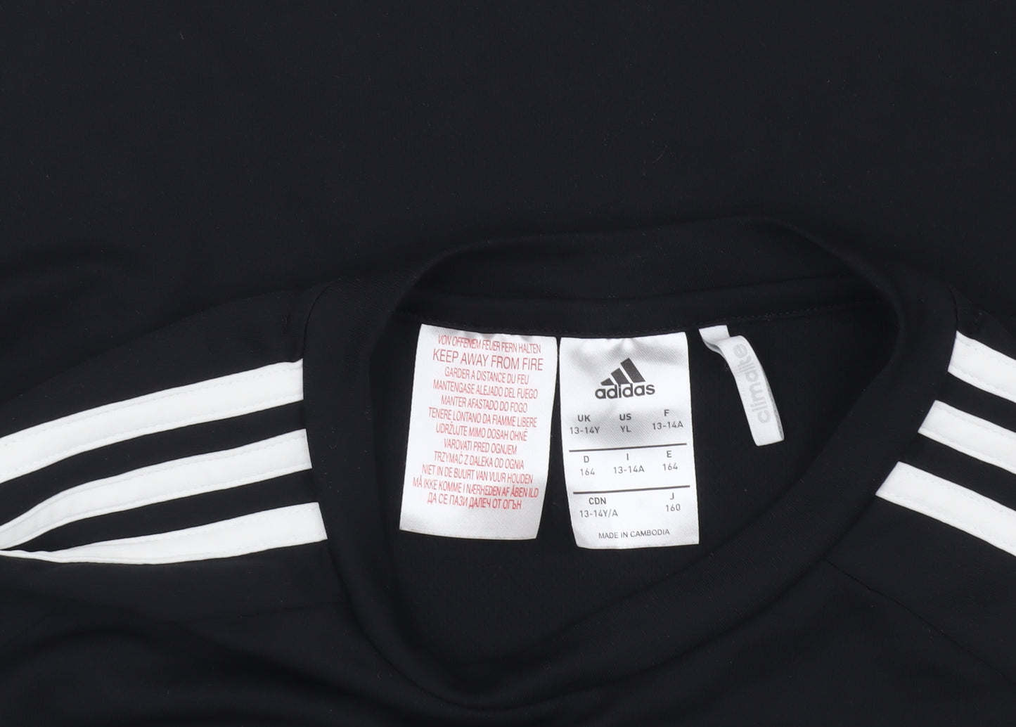 Adidas Boys Black Jersey T-Shirt 13-14Y Sports Activewear